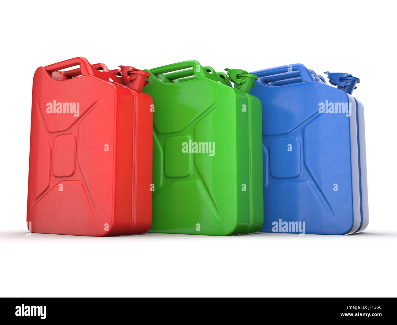 3D rendering jerrycans Stock Photo