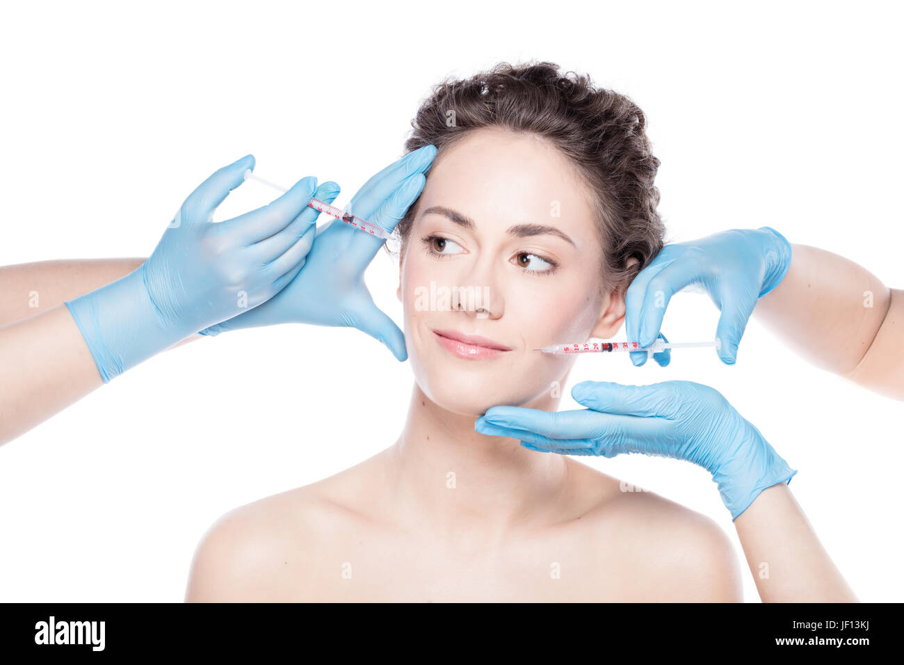 Aesthetic Medicine Young Beautiful Woman Is Having Botox Face Injections Anti Aging Skincare
