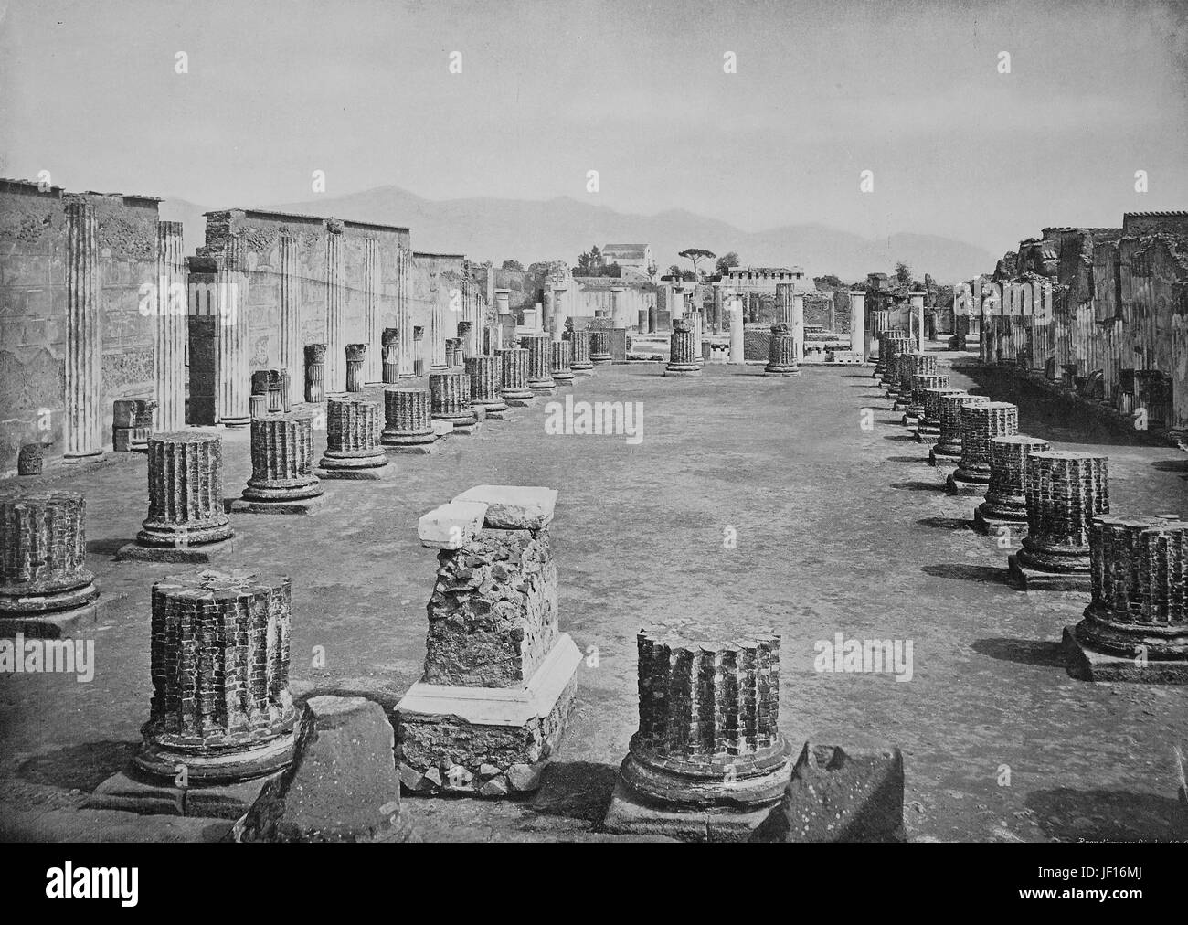 Historic photo of Ruins of Pompeii, the basilica, Italy, Digital