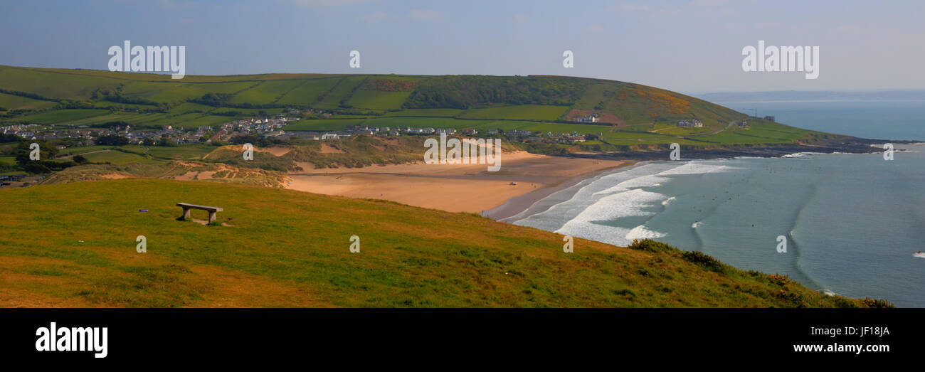 Croyde beach Devon England UK panoramic view Stock Photo Alamy
