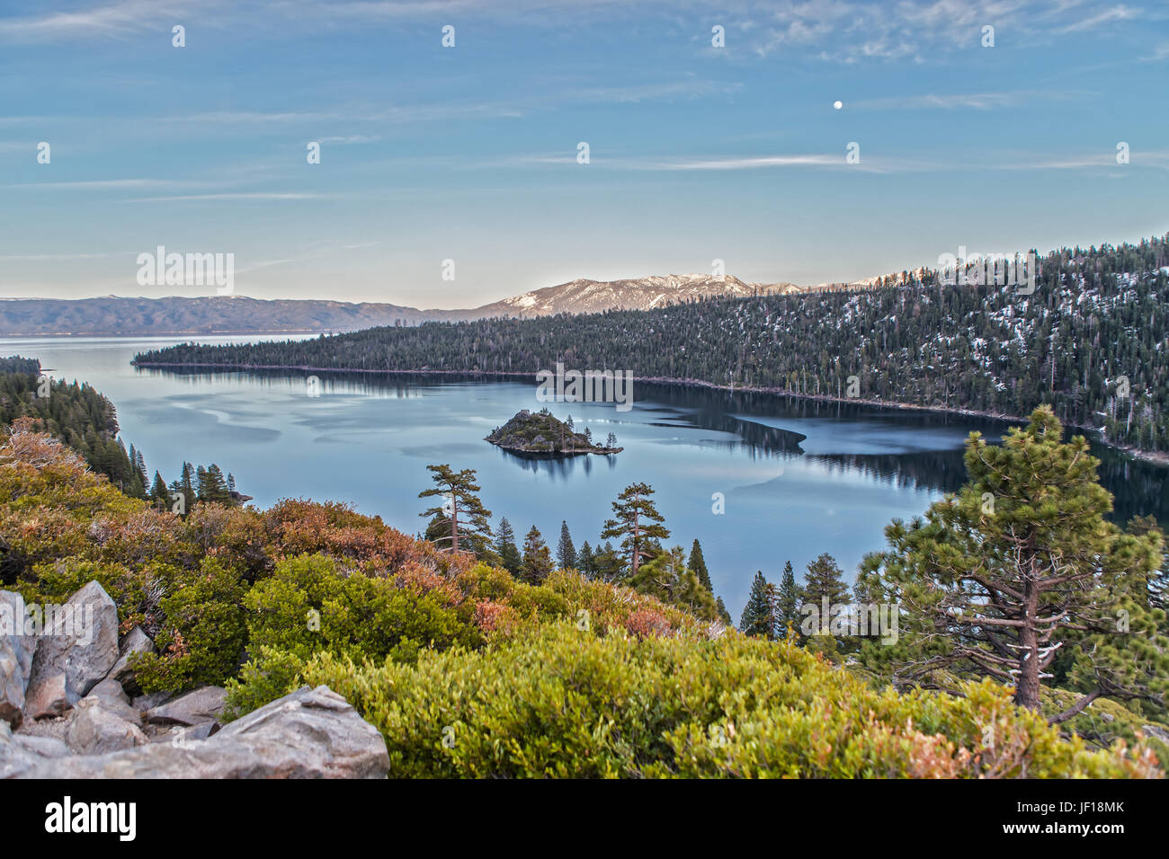 Emerald Bay at the Lake Tahoe on a beautiful Evening Stock Photo