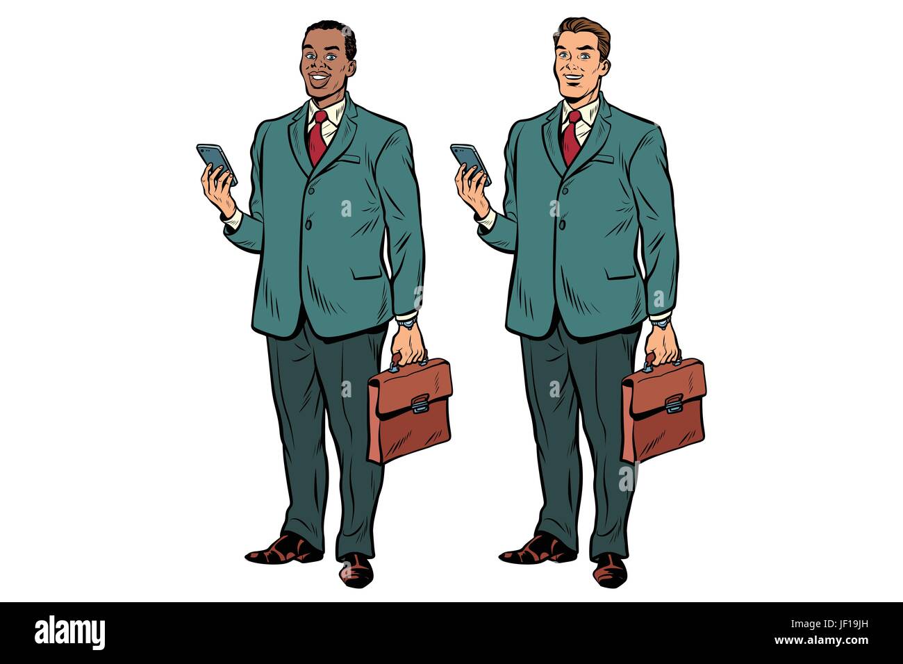 Two fat businessmen African American and Caucasian Stock Vector