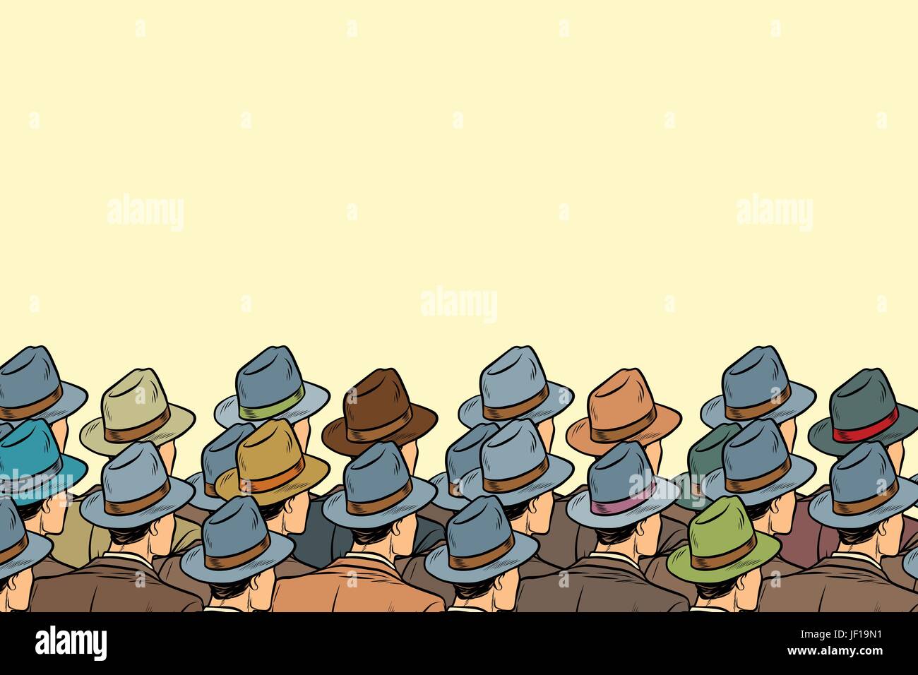 The audience background, men standing back Stock Vector