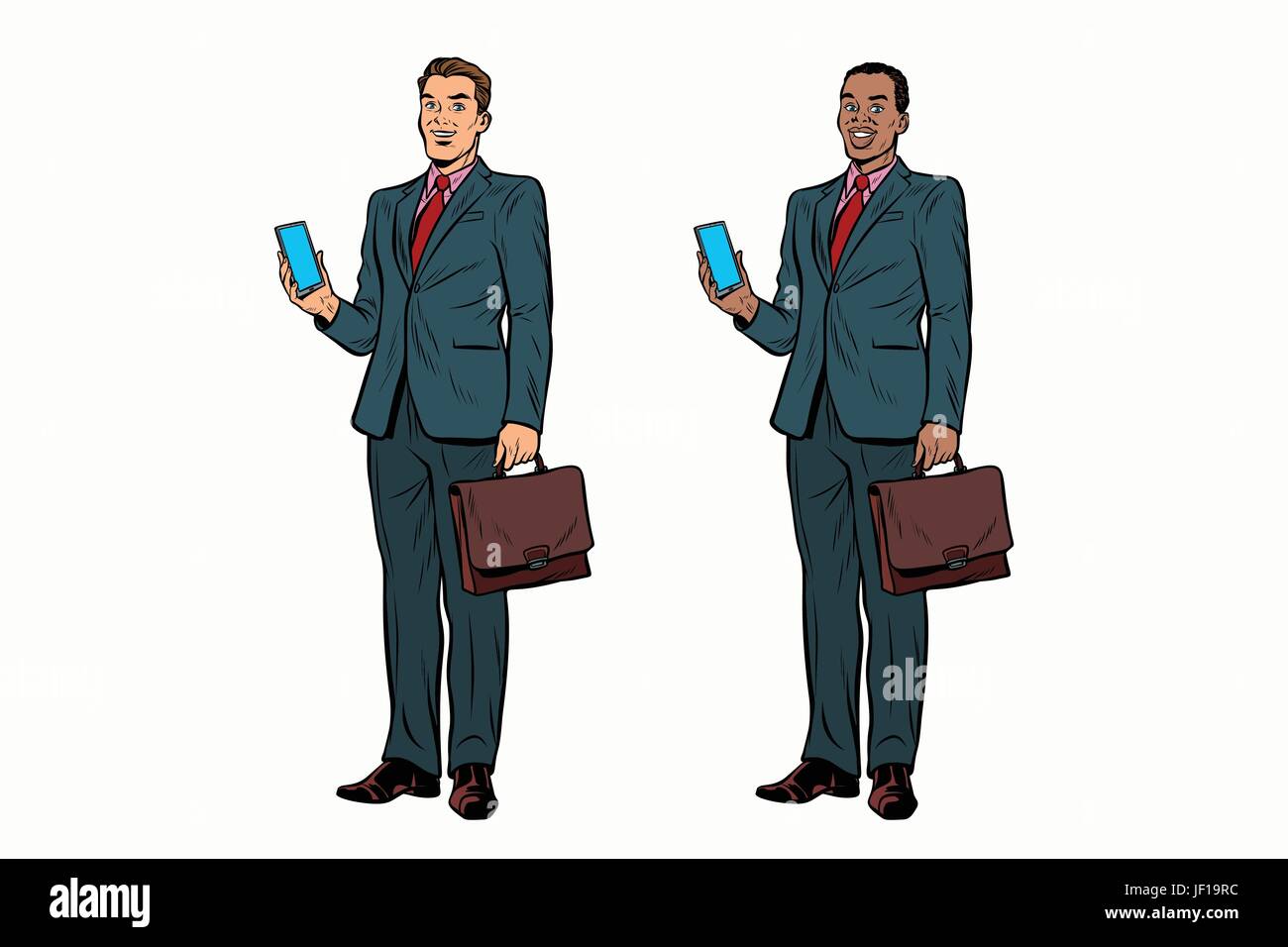 Two businessmen African American and Caucasian Stock Vector