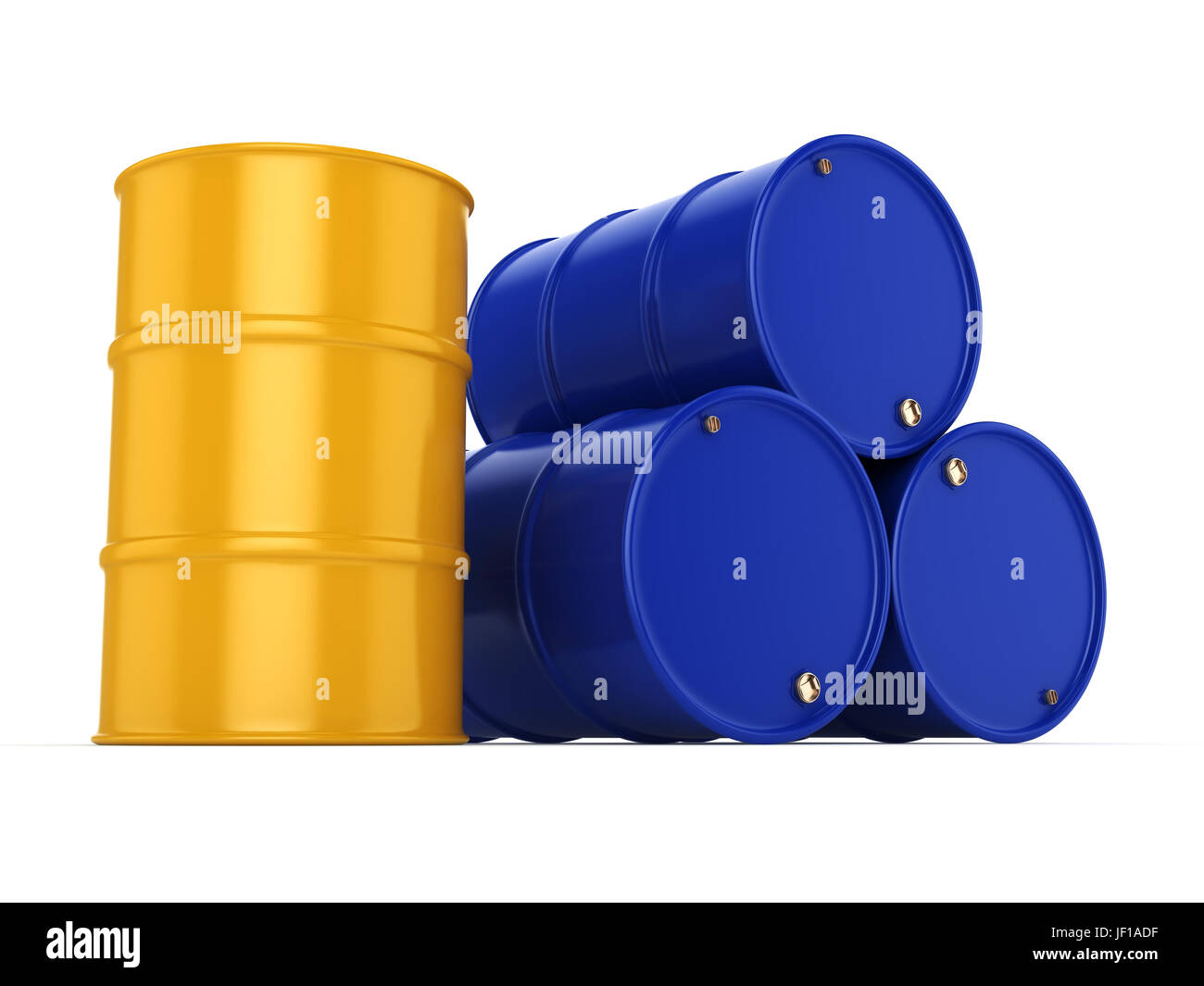 3D rendering blue and yellow barrels Stock Photo - Alamy