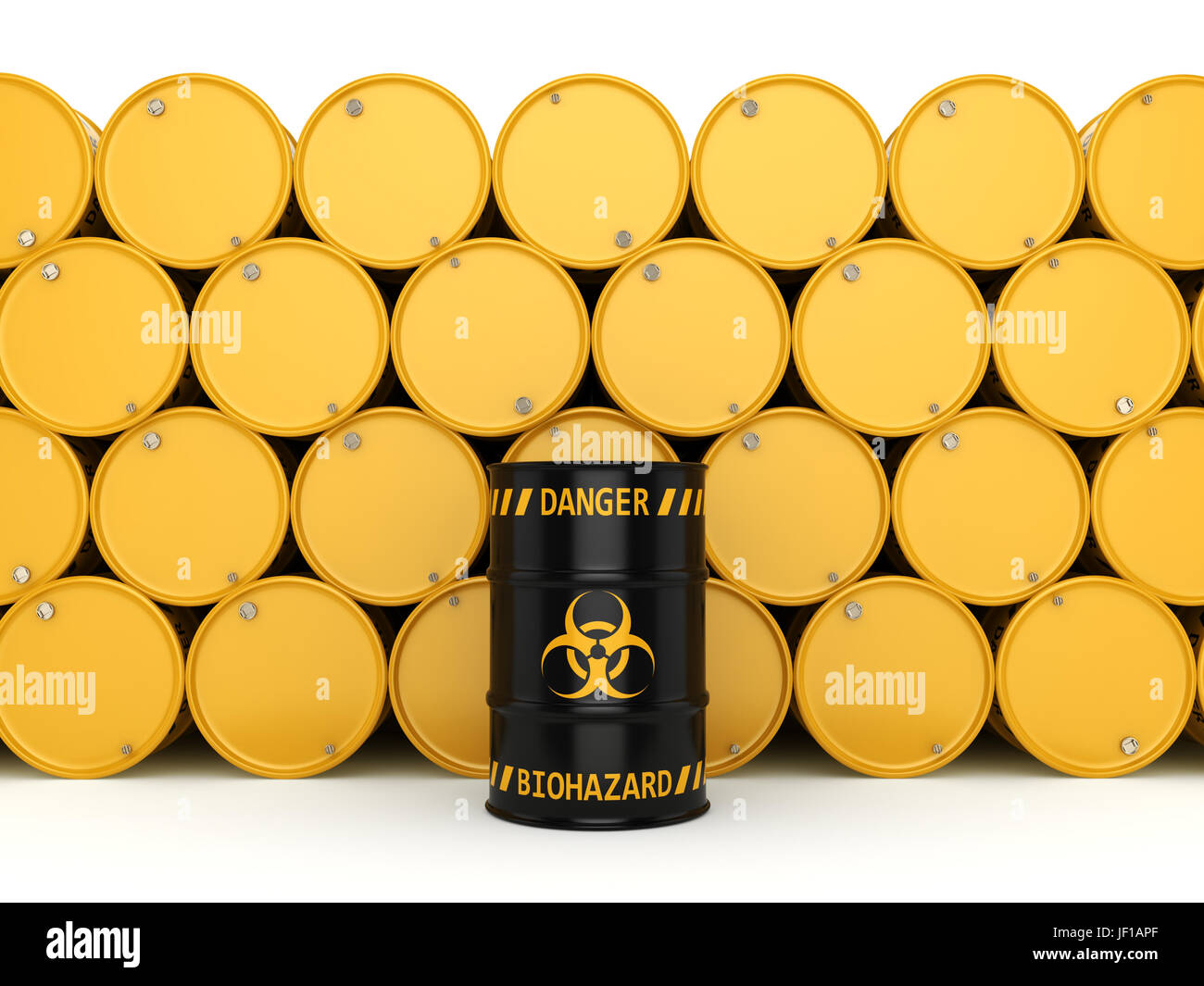 3D rendering biohazard barrels Stock Photo - Alamy
