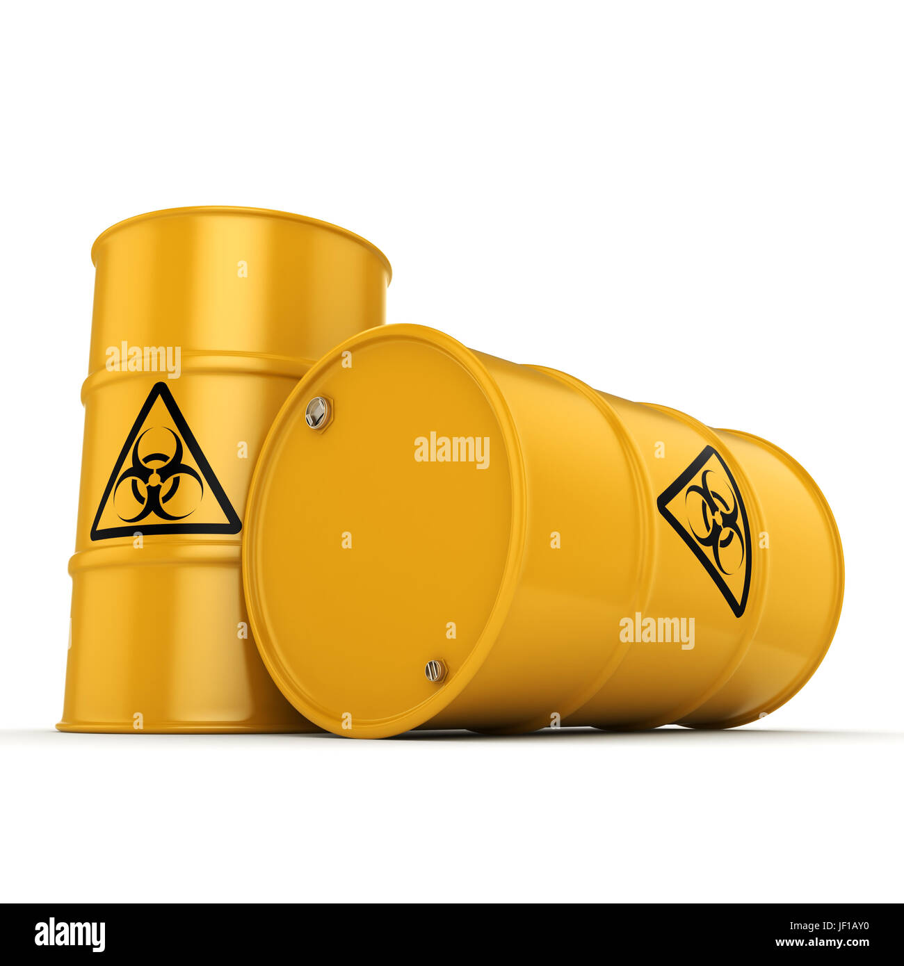 3D rendering biohazard barrels Stock Photo - Alamy