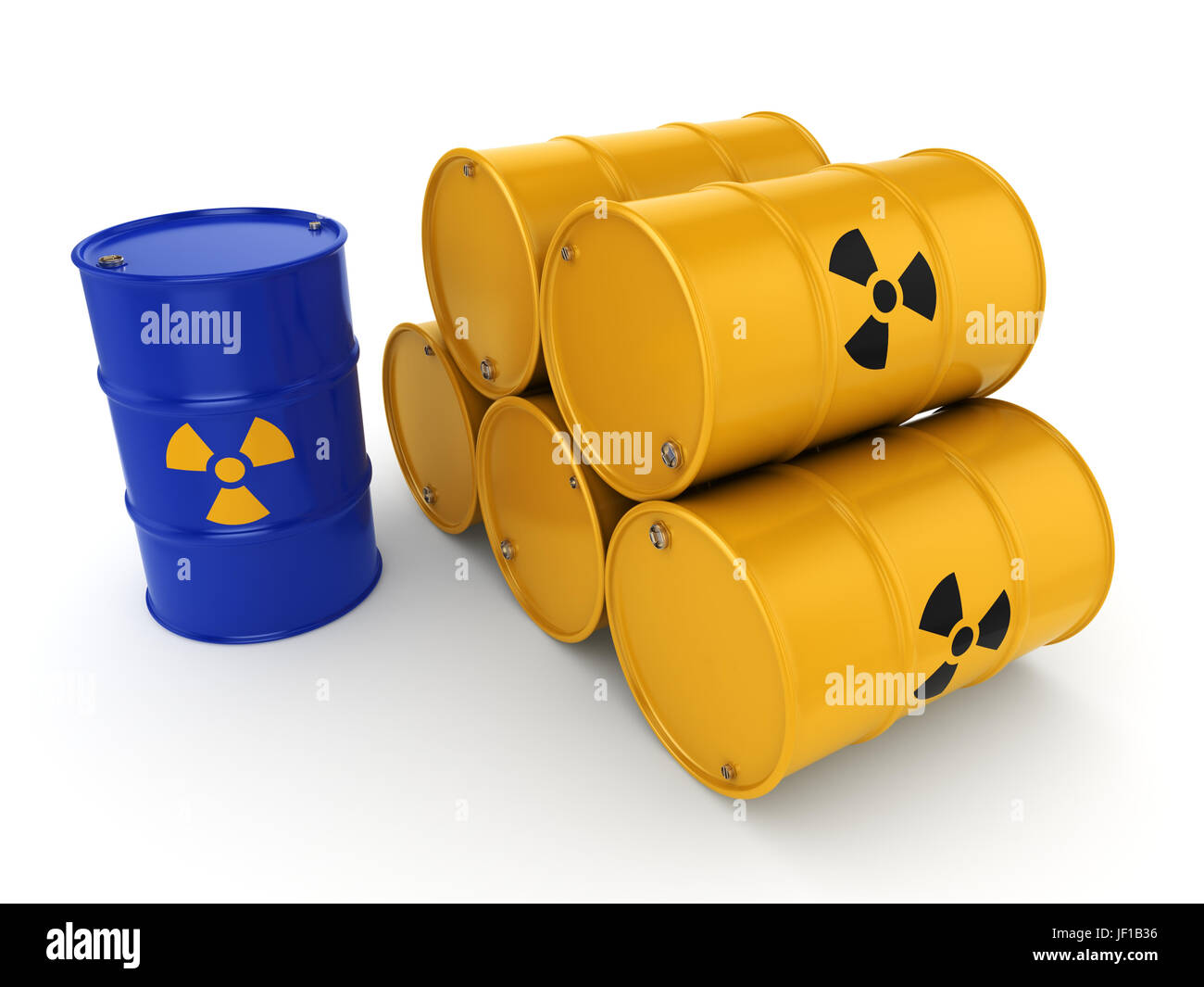 3D rendering radioactive barrels Stock Photo - Alamy