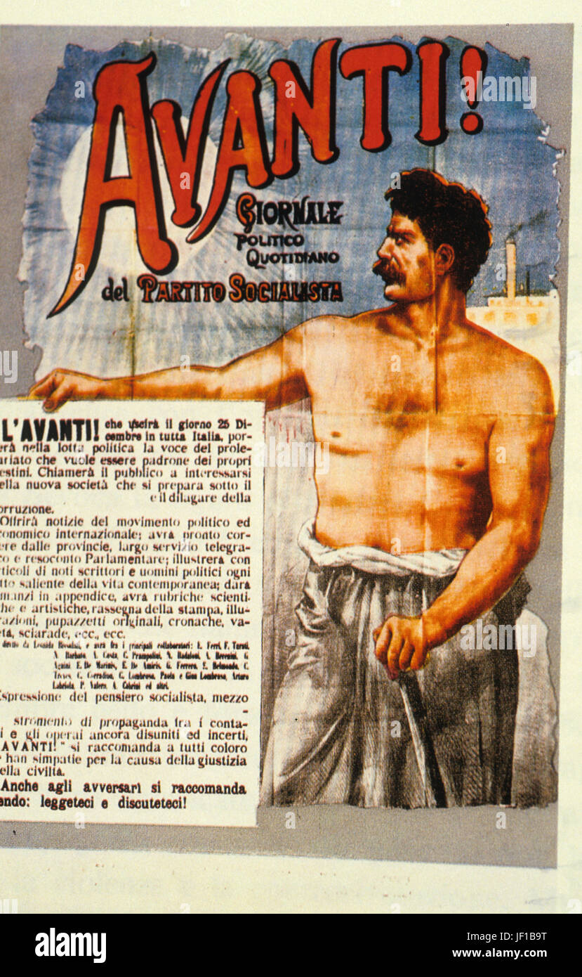 avanti! political daily newspaper of the Socialist Party, 1891 Stock Photo