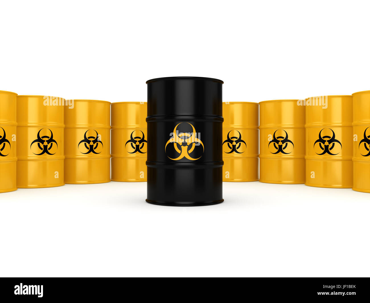 3D rendering biohazard barrels Stock Photo - Alamy