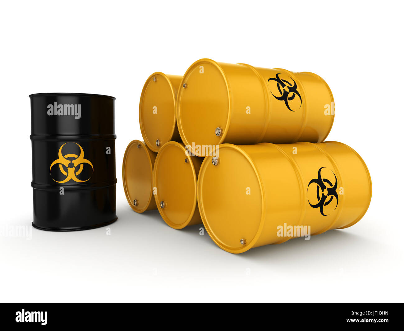 3D rendering biohazard barrels Stock Photo - Alamy