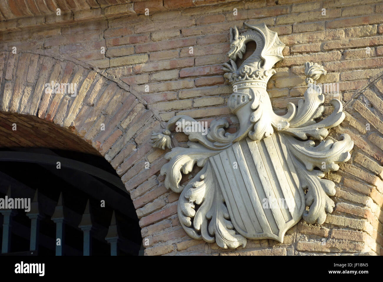 Coat of arms of bullring in Valencia, spain Stock Photo
