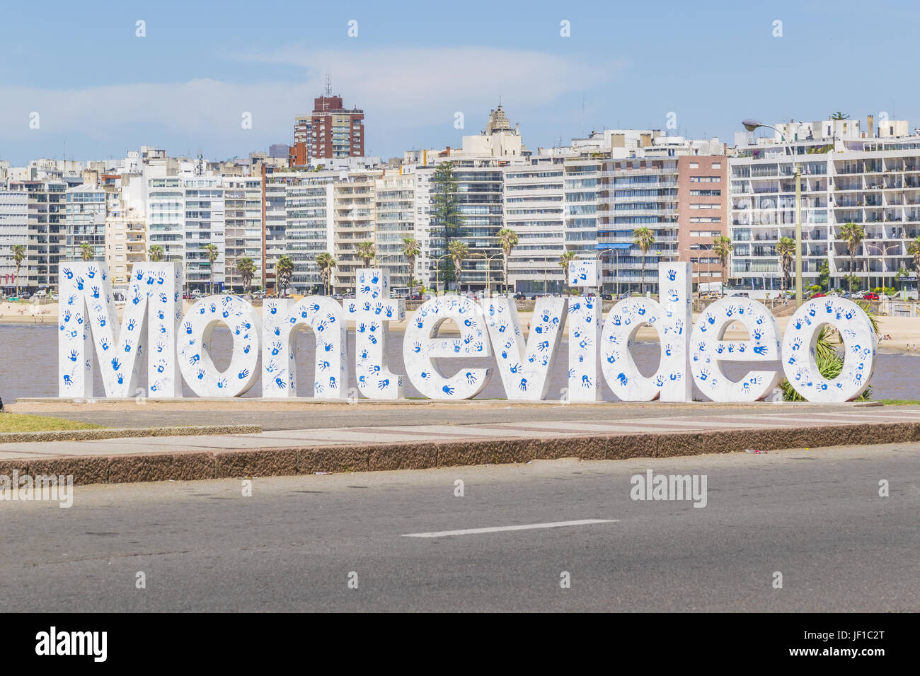 Montevideo Letters at Pocitos Beach Stock Photo