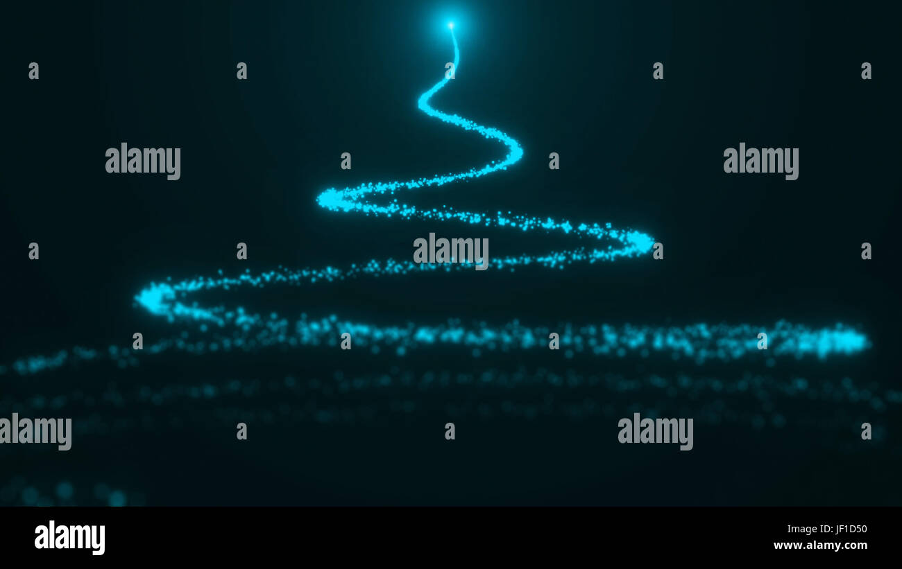 A Christmas tree made up of particles. Digital background with flare ...