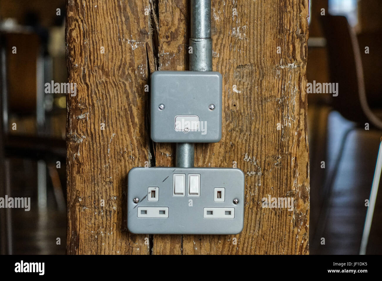 plug socket distributes power to all electric equipment help peoples to get convenient. Stock Photo