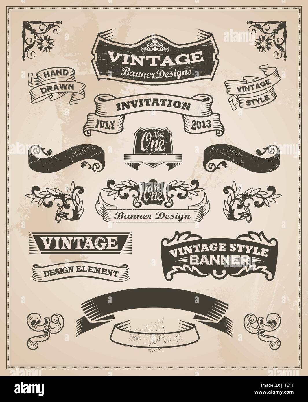 Vintage Banner Retro Sign Vector Frame Scroll Framework