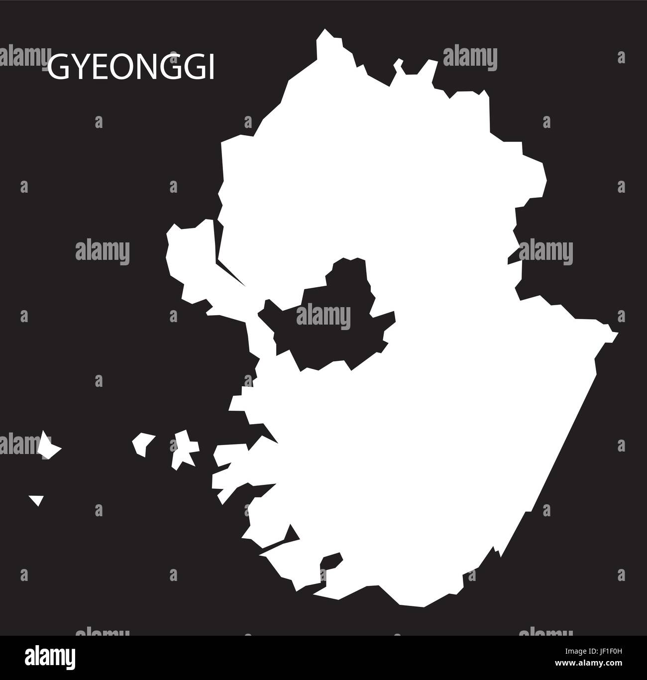 Gyeonggi South Korea map black inverted silhouette illustration Stock Vector