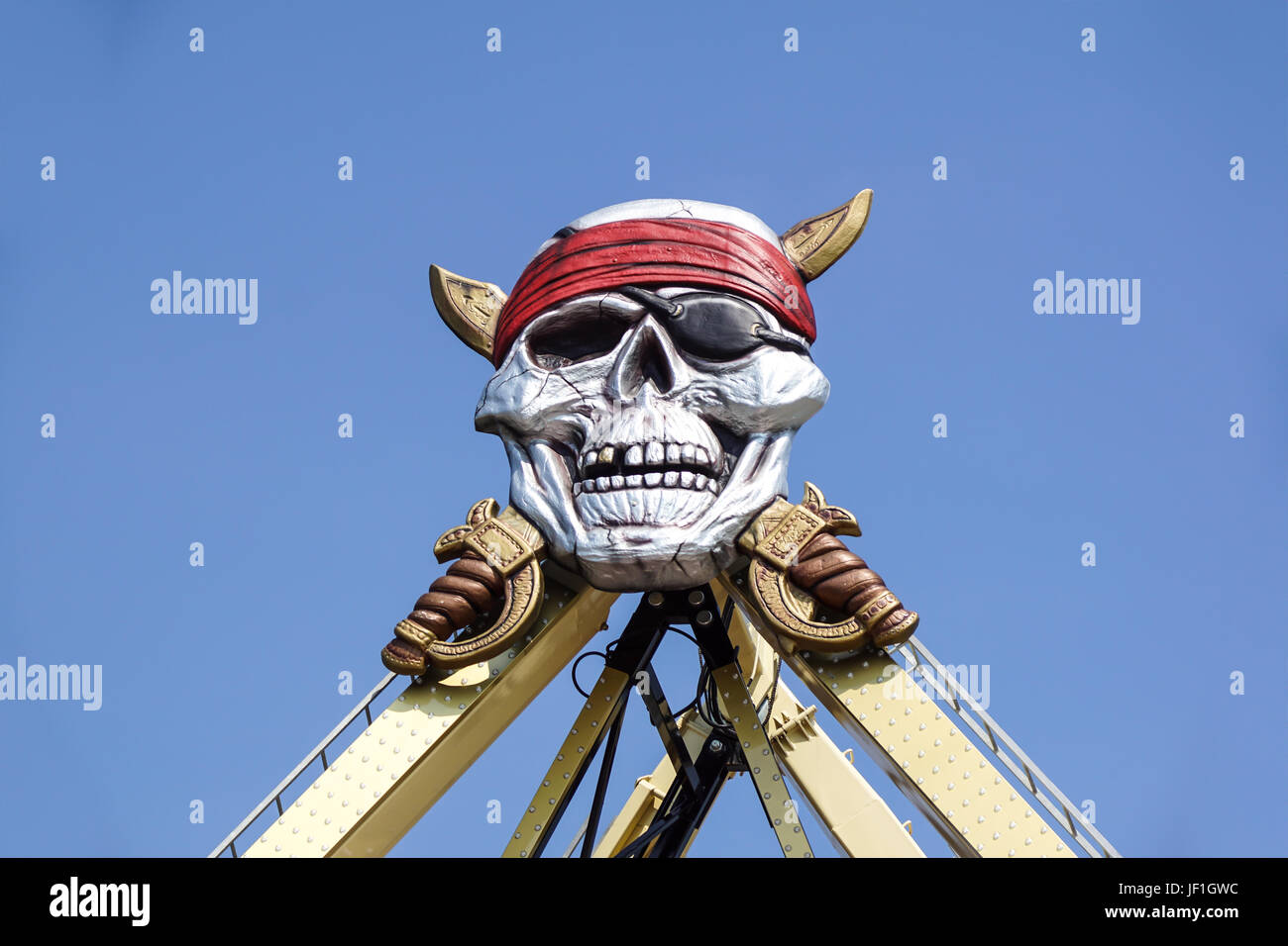 skull and crossbones from above Installed on a carousel Stock Photo