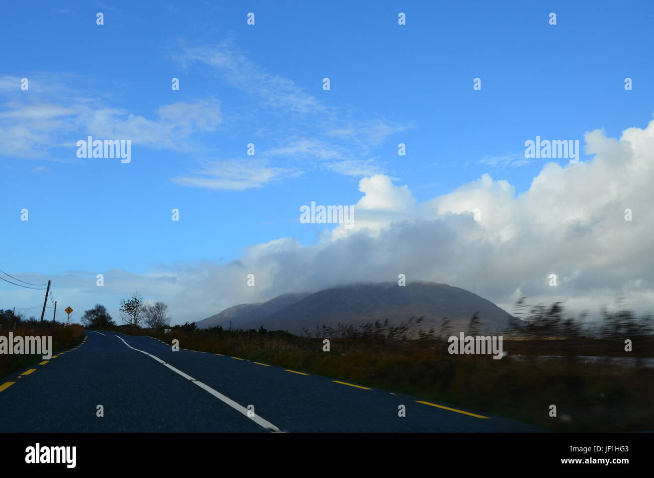 Mountain Landscape in a National Road in Ireland Stock Photo