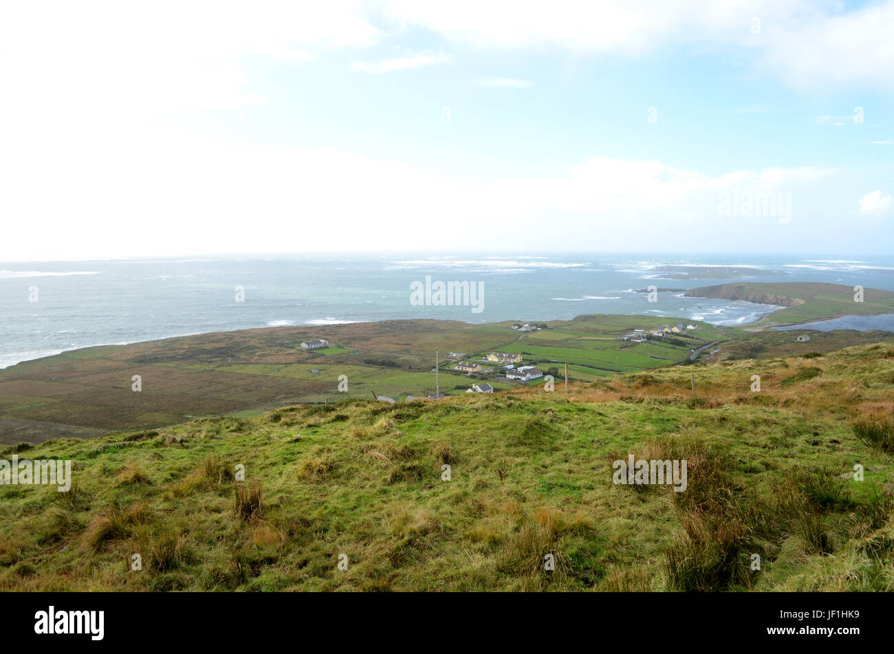 Cliff Coast and Sea View from Sky Road in Clifden, Ireland Stock Photo