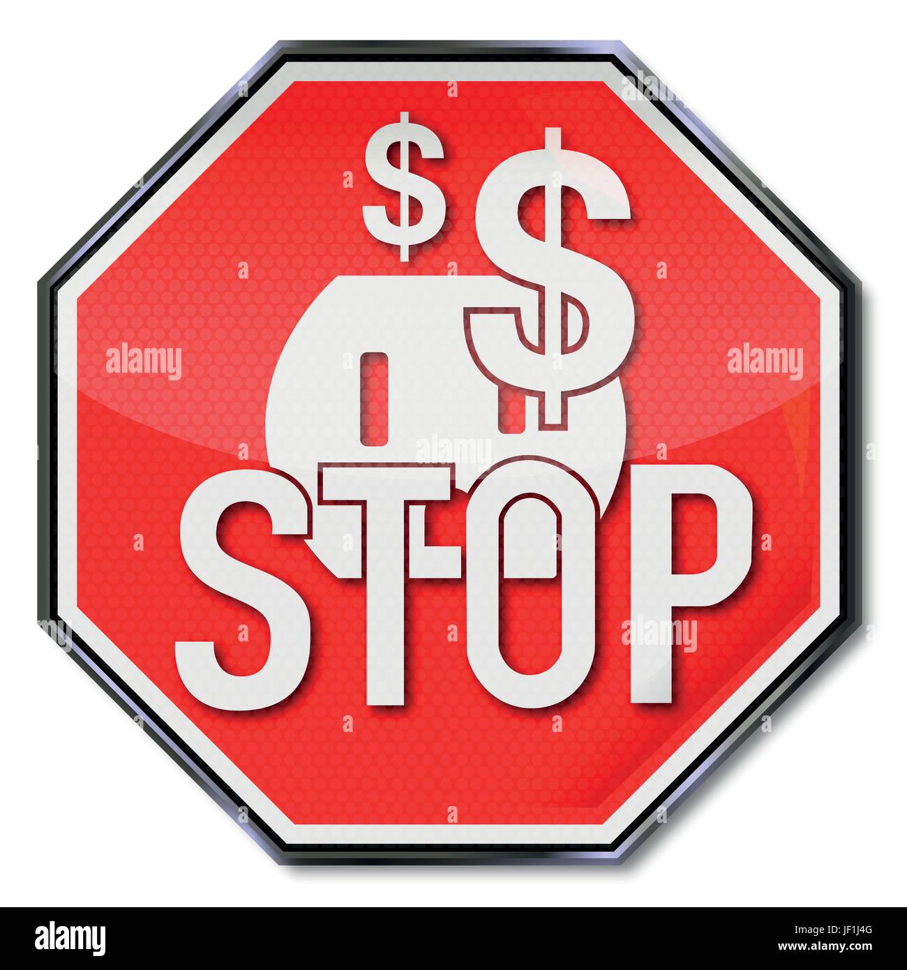 stop sign dollar,electricity,saving electricity and energy transition Stock Vector
