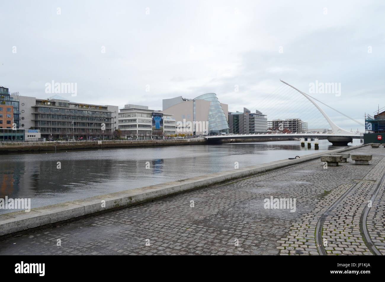 Samuel Beckett Bridge and The Convention Centre by The River Liffey in Dublin, Ireland Stock Photo