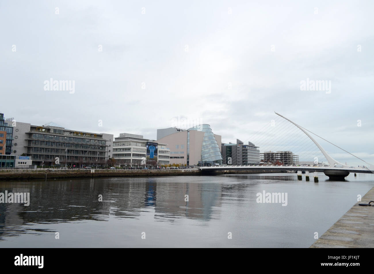 Samuel Beckett Bridge and The Convention Centre by The River Liffey in Dublin, Ireland Stock Photo