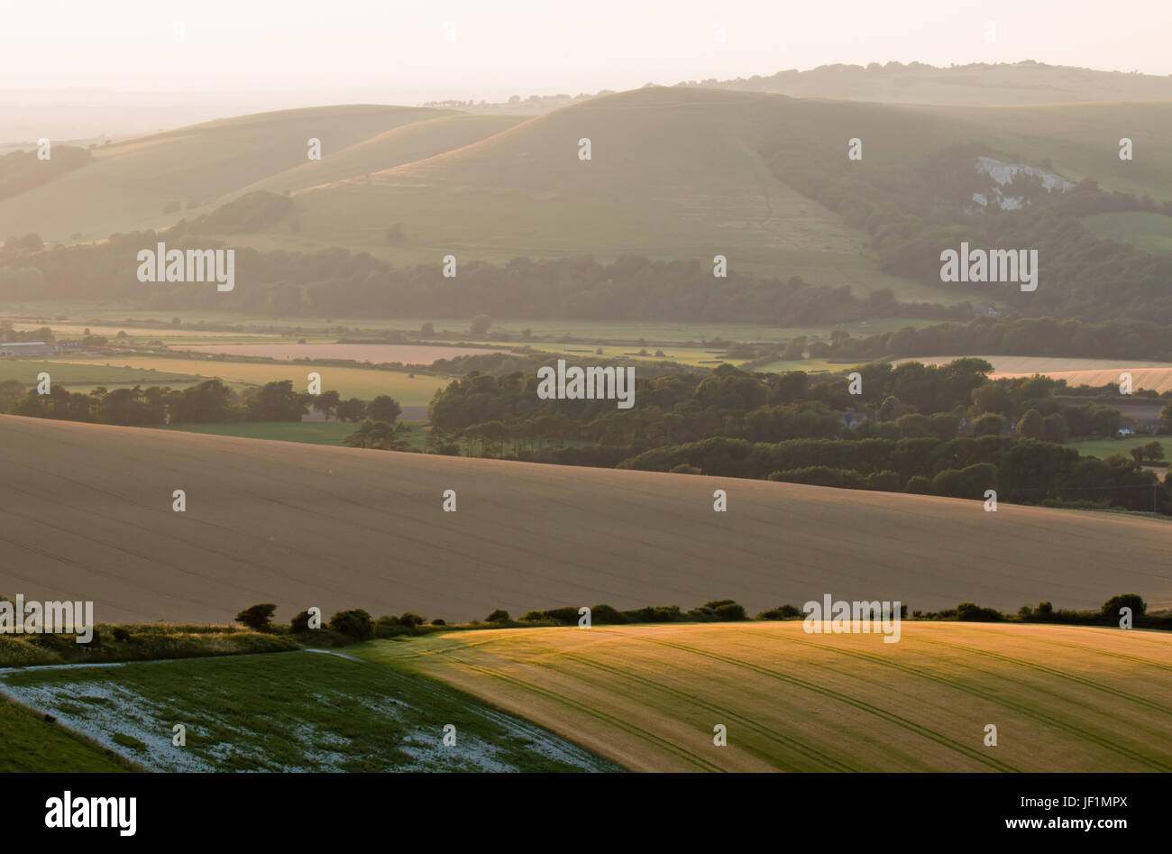 View of Mount Caburn from Firle Beacon Stock Photo