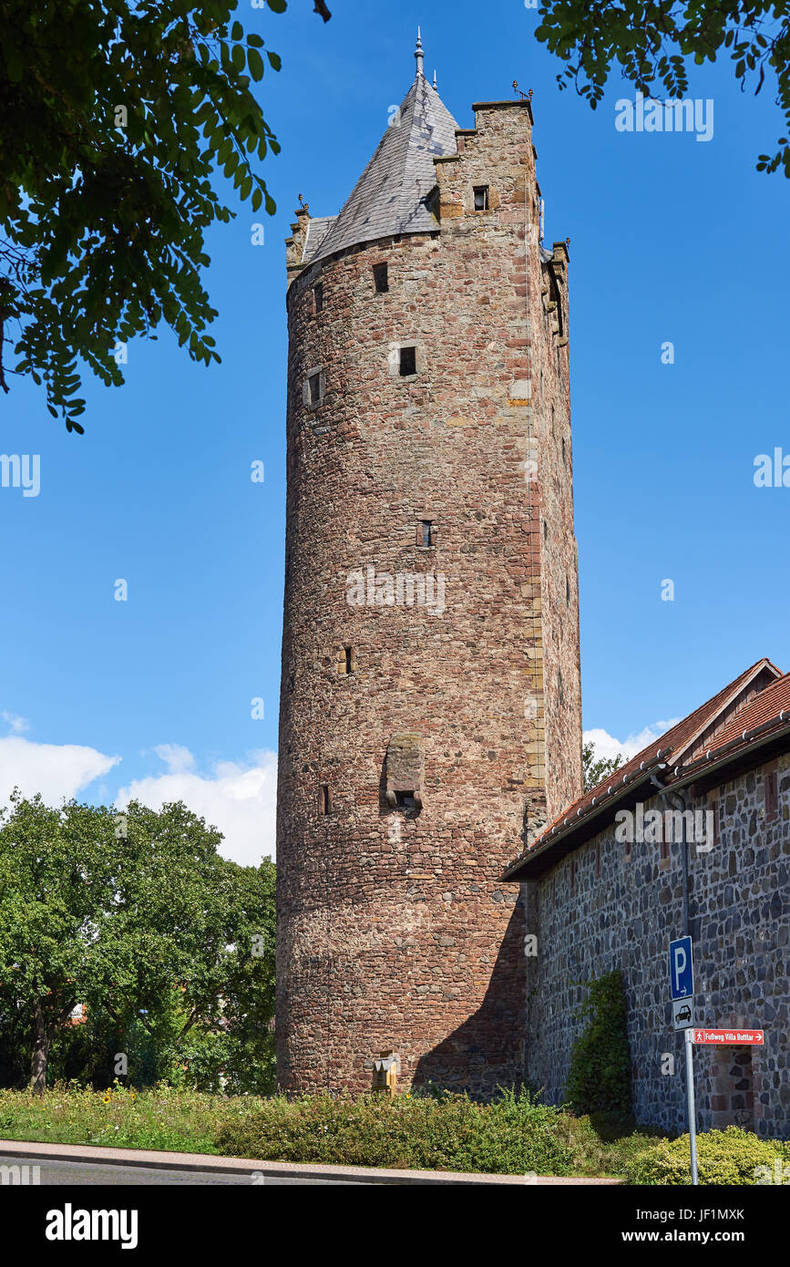 Grey Tower, Fritzlar, Hesse, Germany Stock Photo