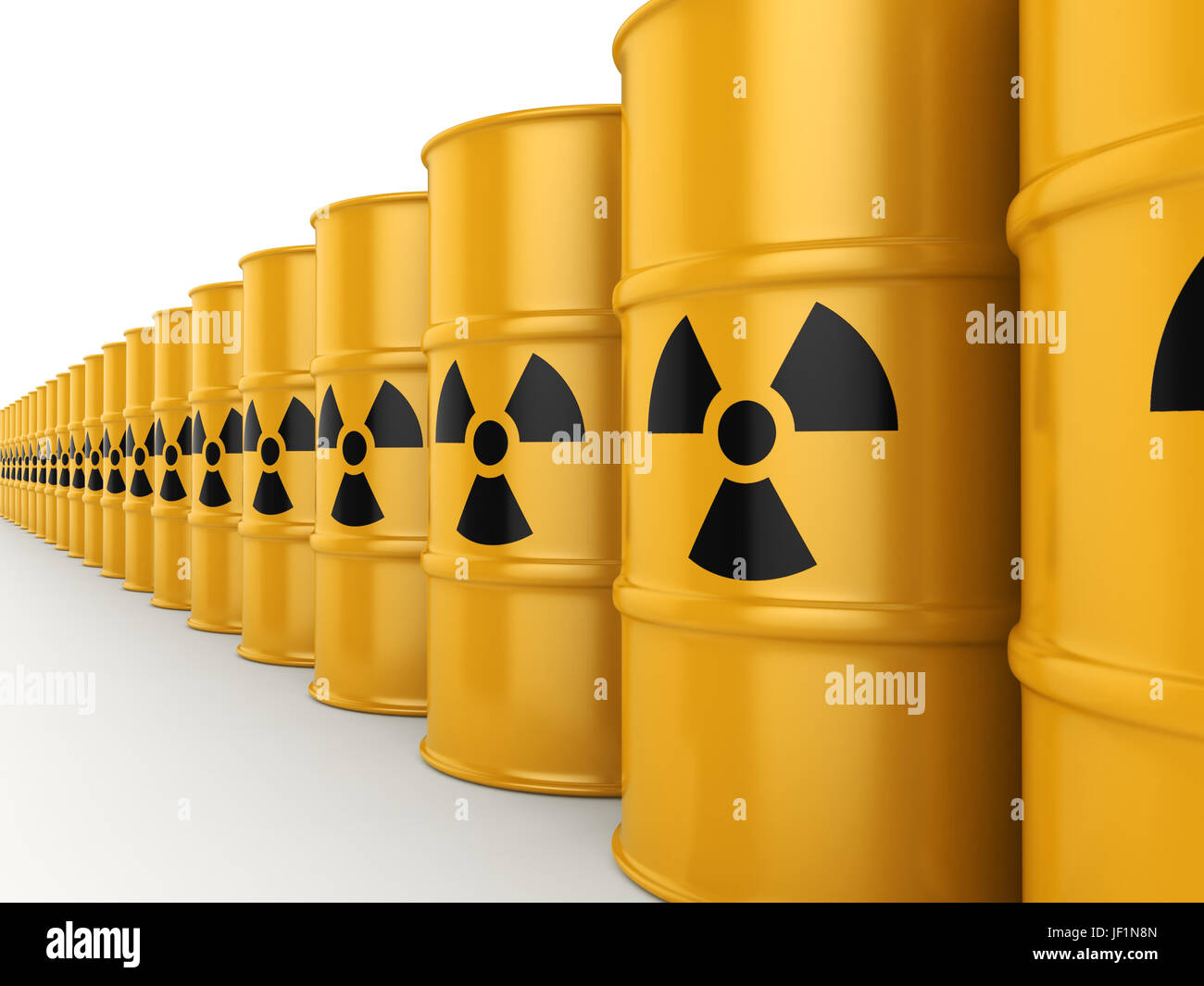 3D rendering radioactive barrels Stock Photo - Alamy