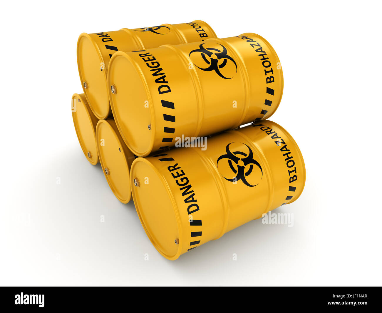 3D rendering biohazard barrels Stock Photo - Alamy