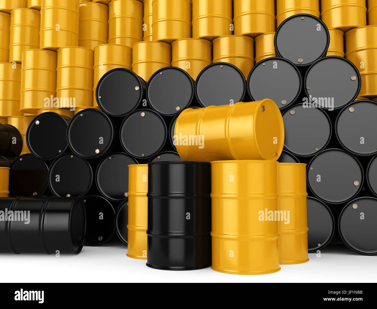 3D rendering black and yellow barrels Stock Photo - Alamy