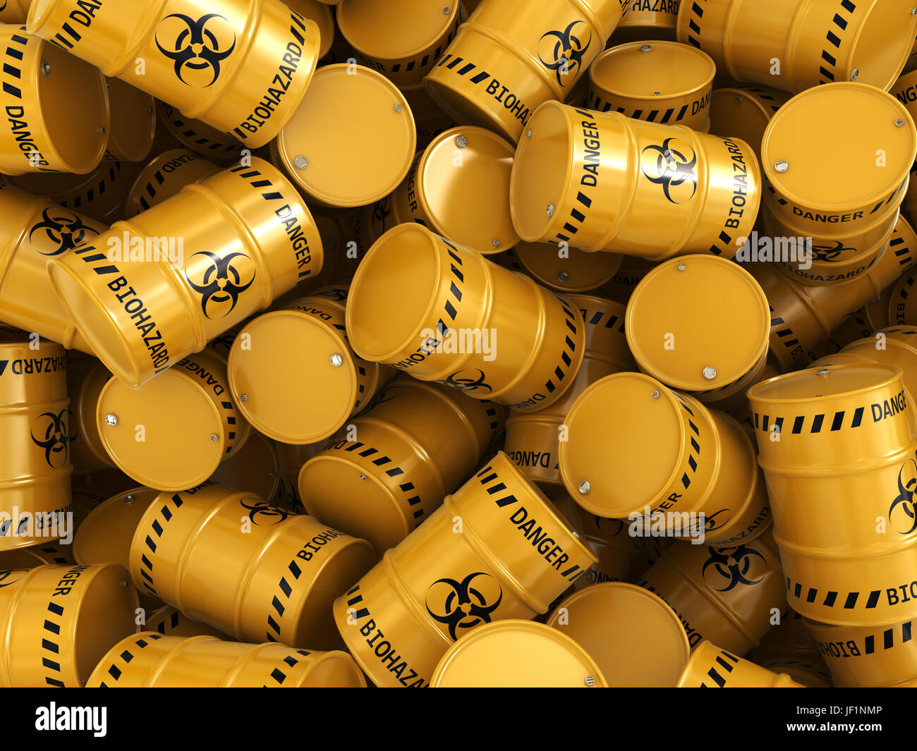 3D rendering biohazard barrels Stock Photo - Alamy