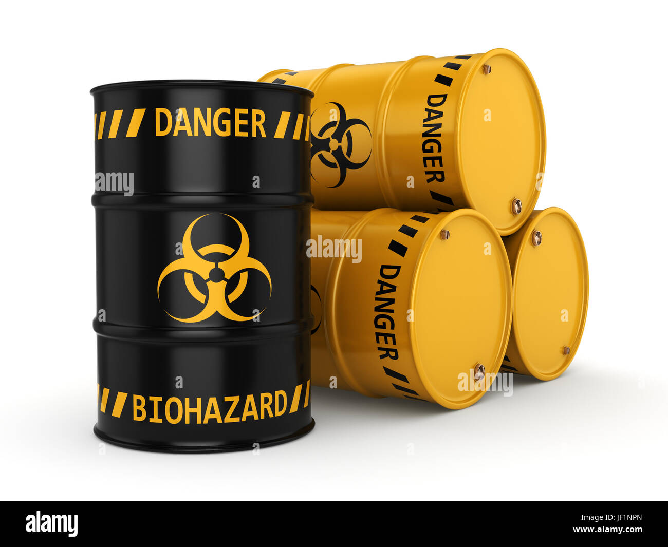 3D rendering biohazard barrels Stock Photo - Alamy
