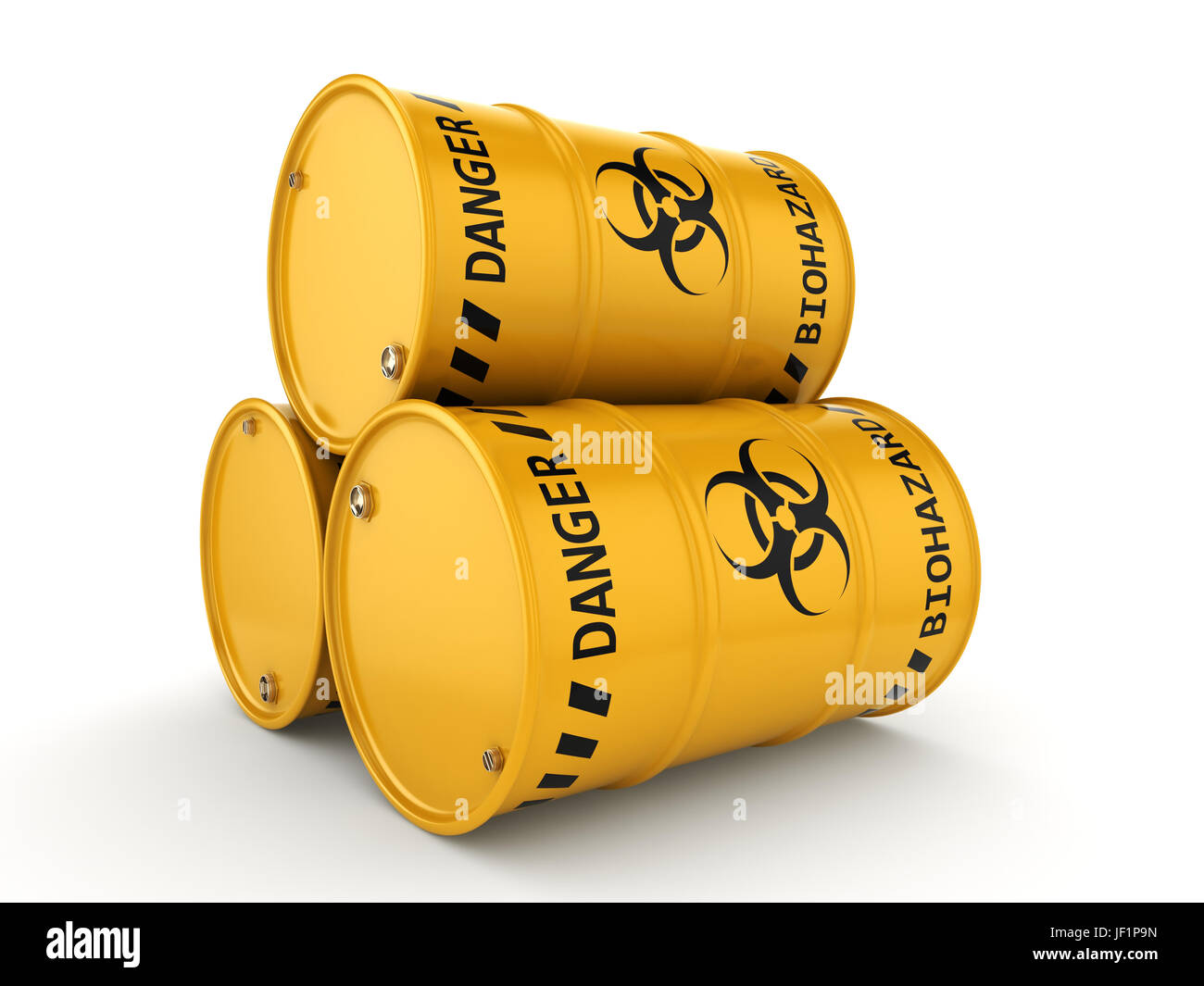 3D rendering biohazard barrels Stock Photo - Alamy