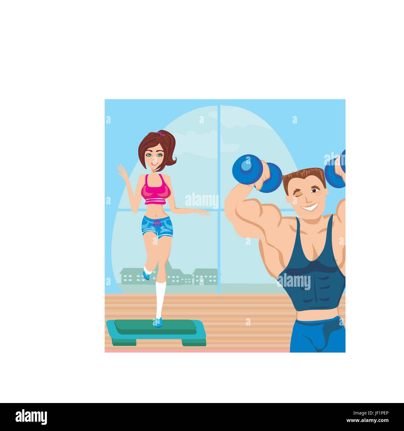 man and woman exercises in the gym Stock Vector Image & Art - Alamy