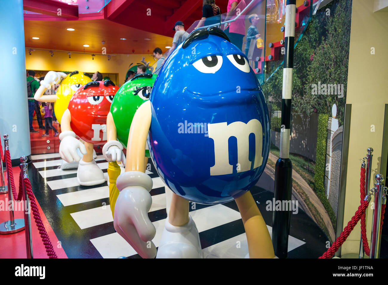 M&M homage to Beatles Abbey Road crossing, M&M's World in Leicester Square, London, UK Stock Photo