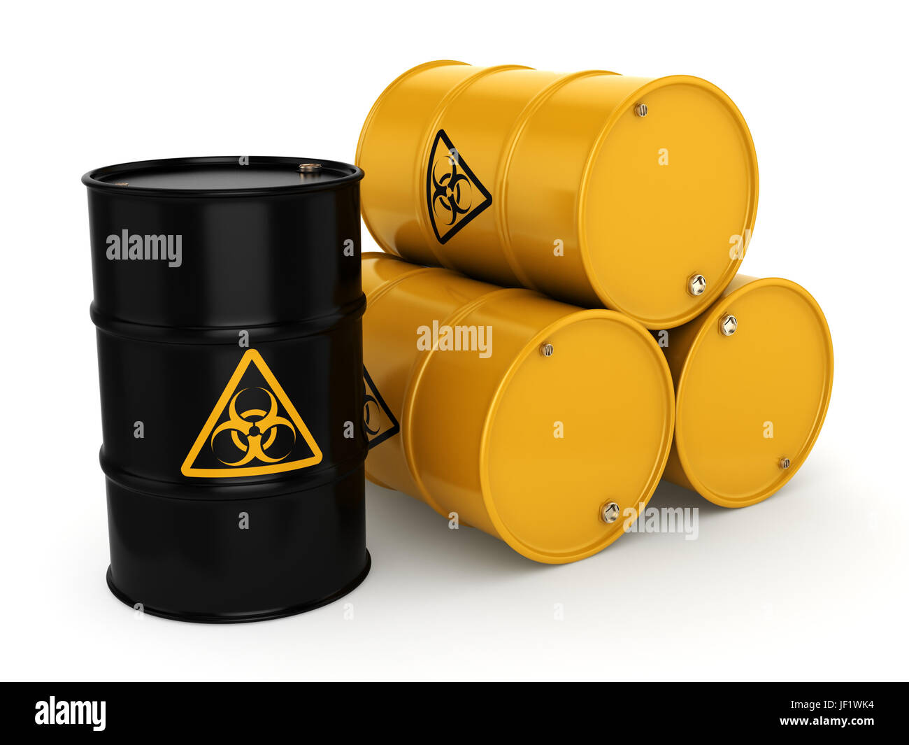 3D rendering biohazard barrels Stock Photo - Alamy
