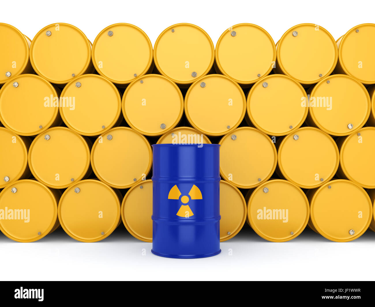 3D rendering radioactive barrels Stock Photo - Alamy