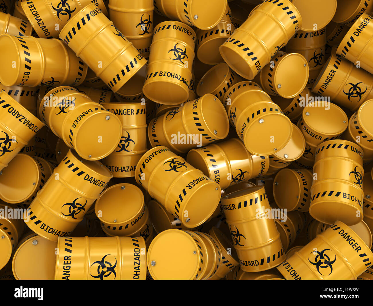 3D rendering biohazard barrels Stock Photo - Alamy