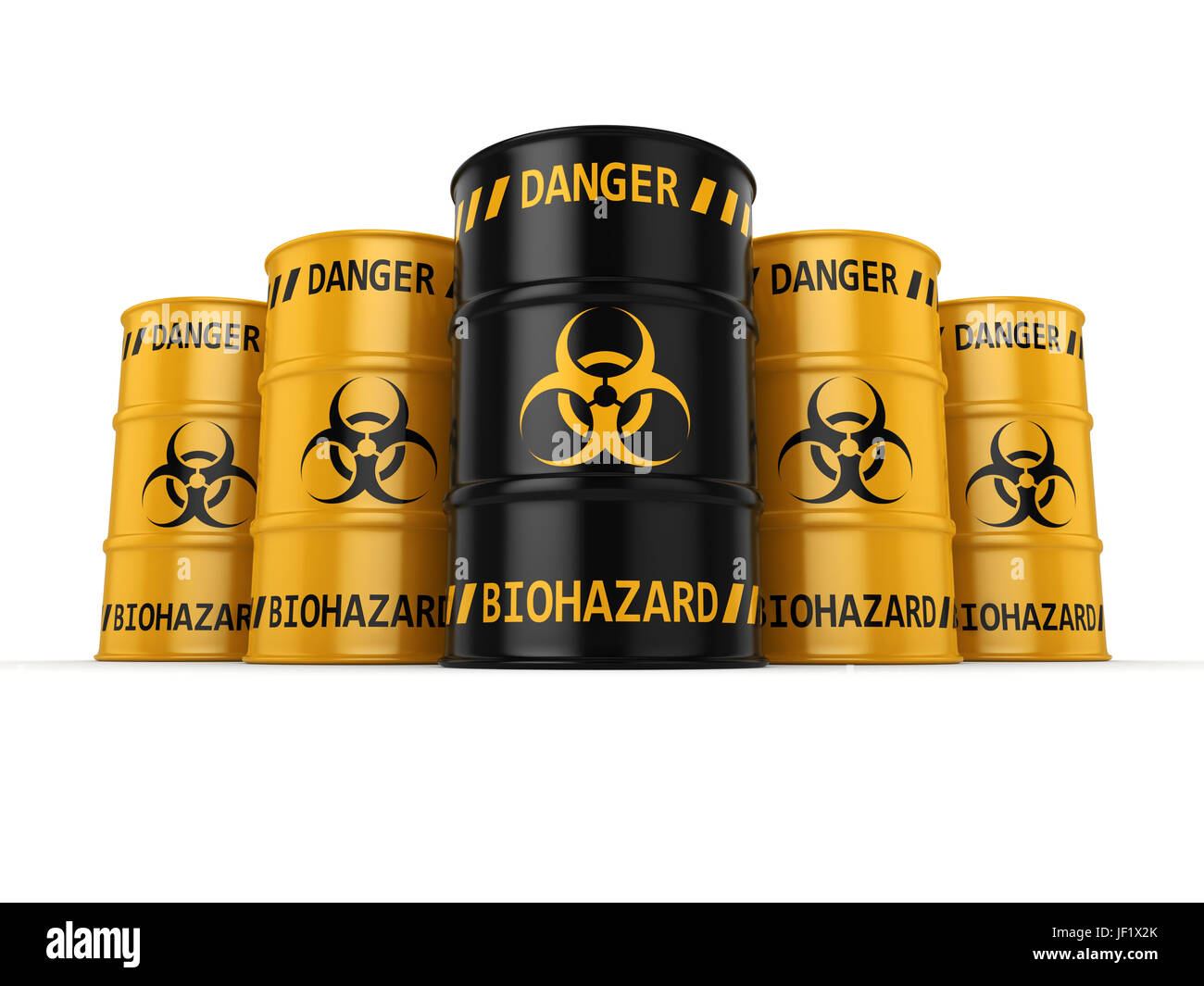 3D rendering biohazard barrels Stock Photo - Alamy