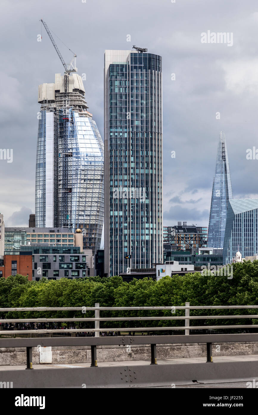 London, United Kingdom – June 24, 2017: London’s Southbank area changes its skyline to be more similar to the one in the City of London. Stock Photo