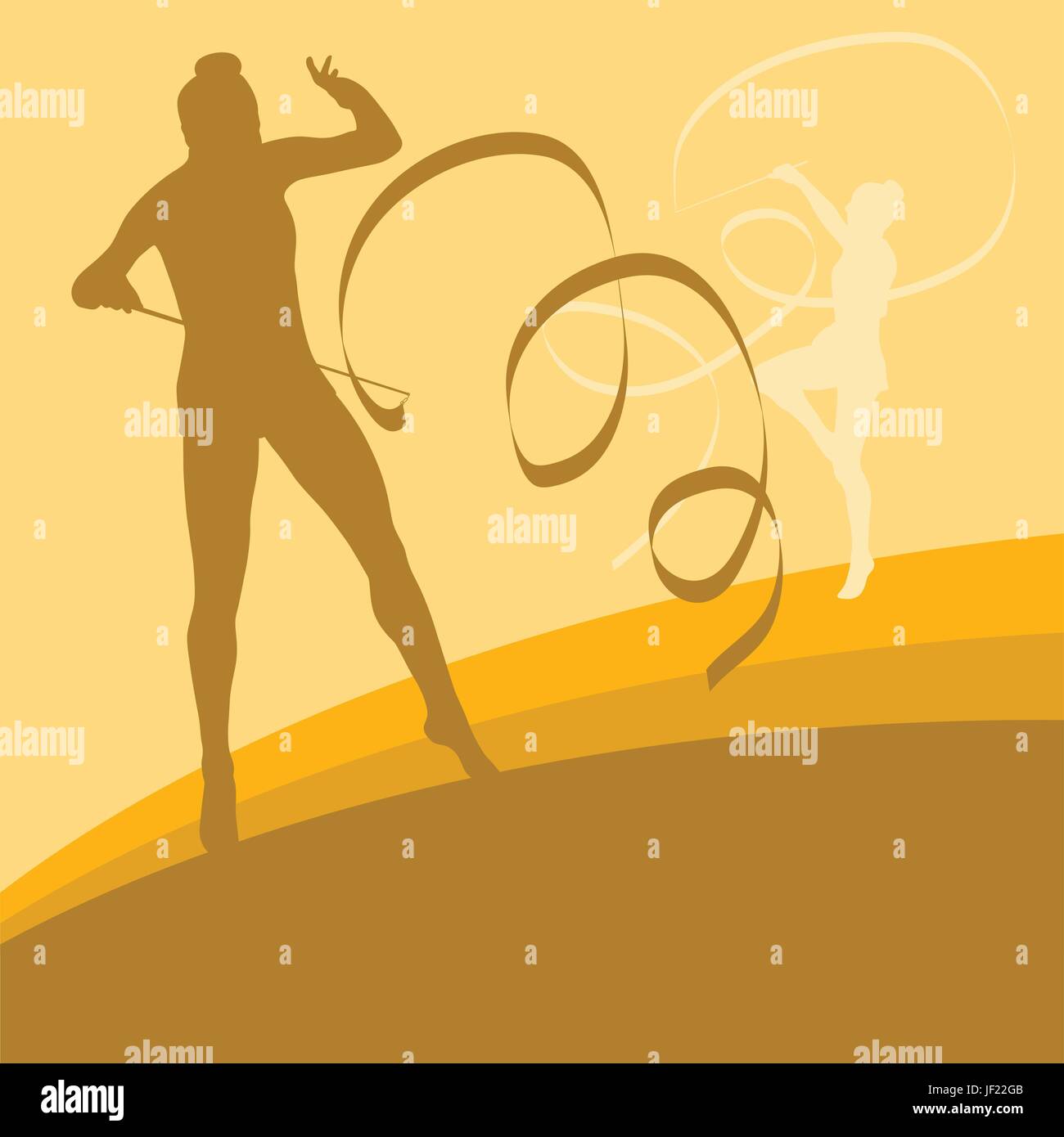 Gymnast ribbon female dance vector background Stock Vector Image & Art ...