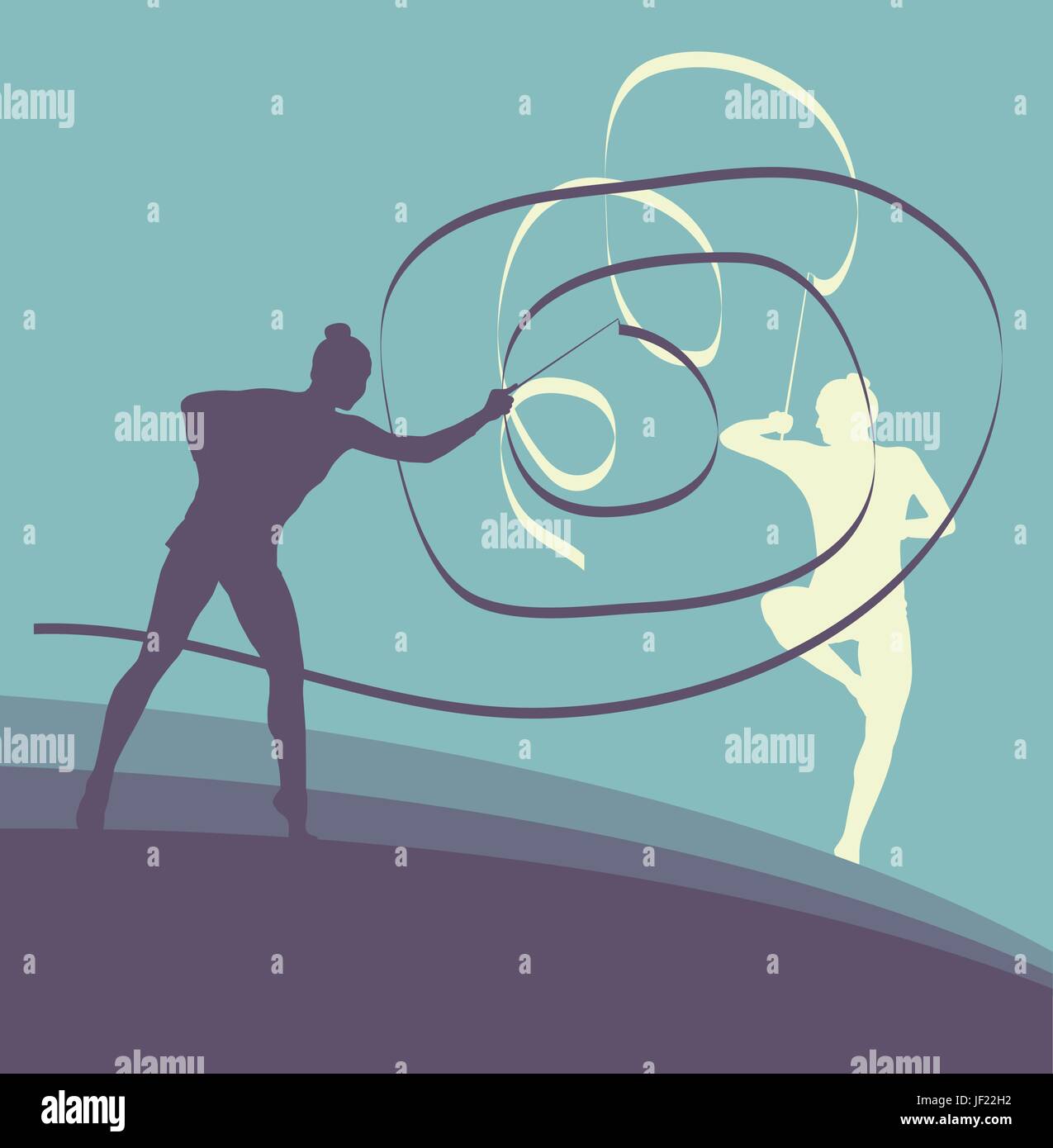 Gymnast ribbon female dance vector background Stock Vector Image & Art ...