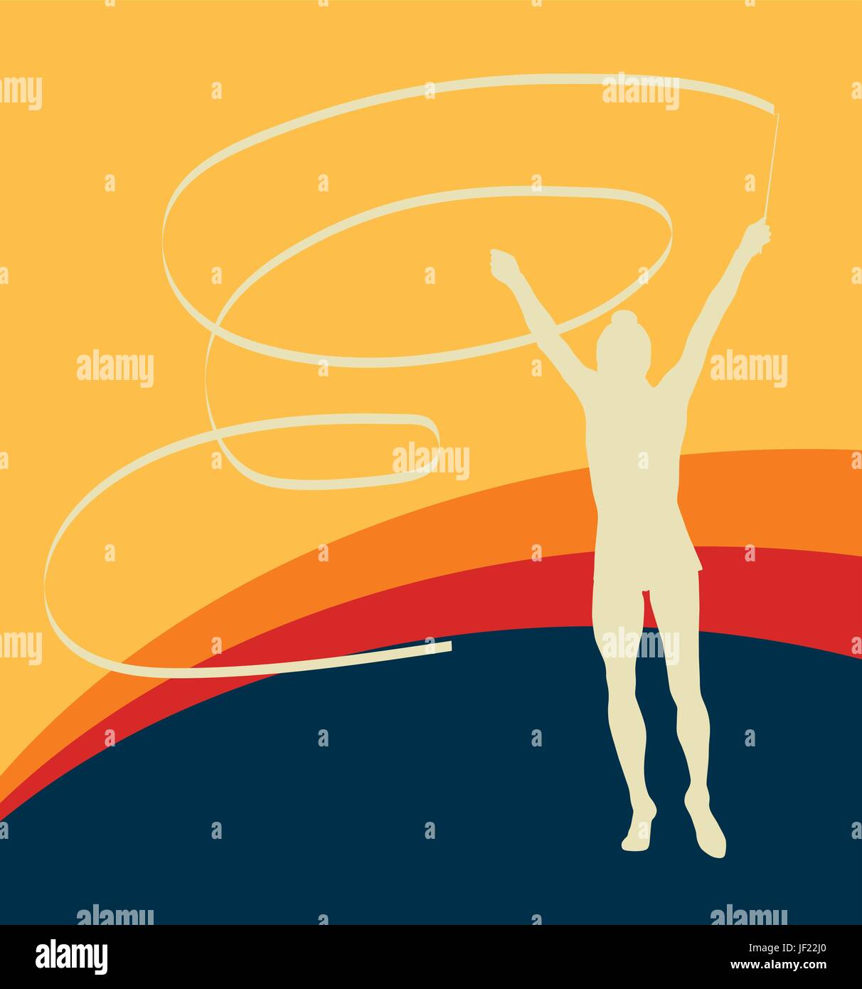 Gymnast ribbon female dance vector background Stock Vector Image & Art ...