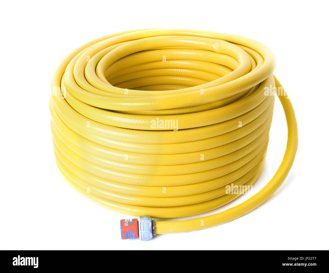 garden hose in front of white background Stock Photo Alamy