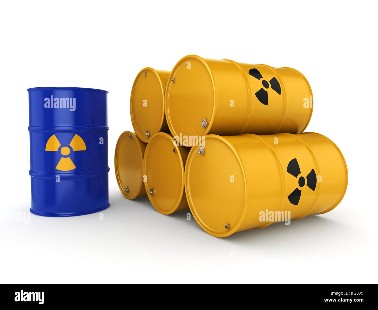 3D rendering radioactive barrels Stock Photo - Alamy