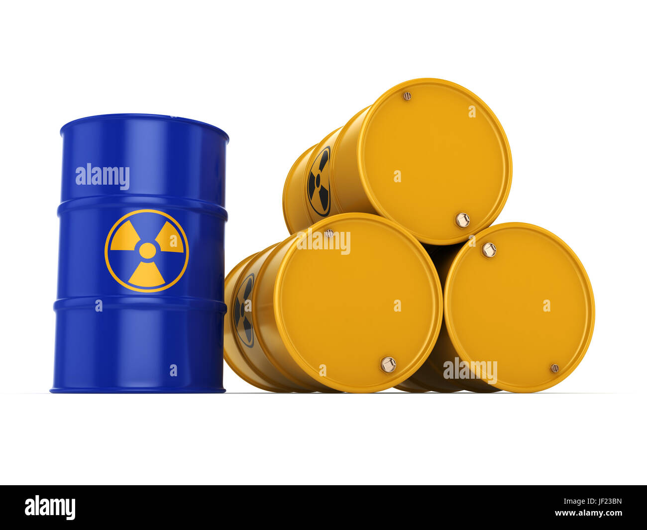 3D rendering radioactive barrels Stock Photo - Alamy