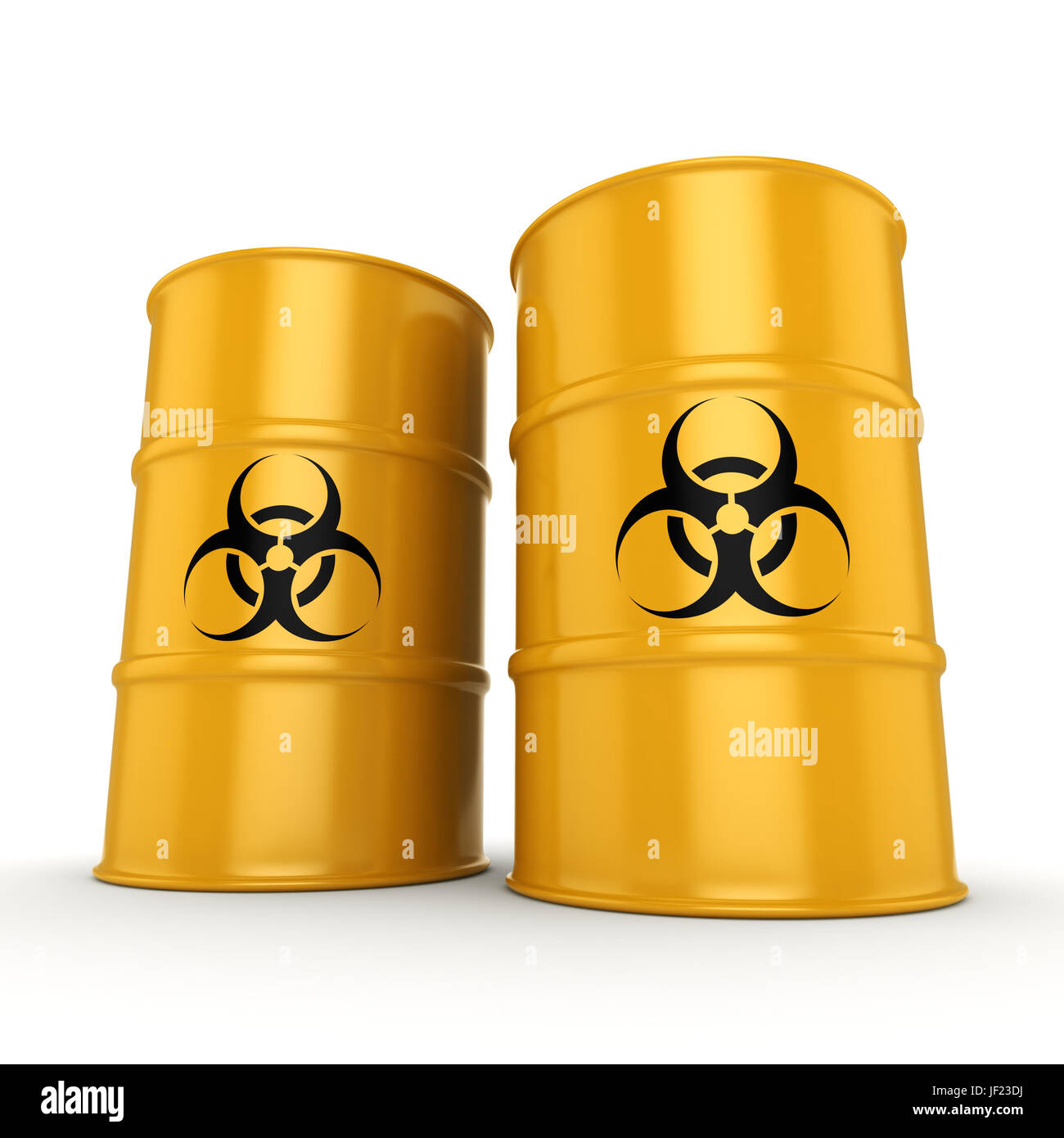 3D rendering biohazard barrels Stock Photo
