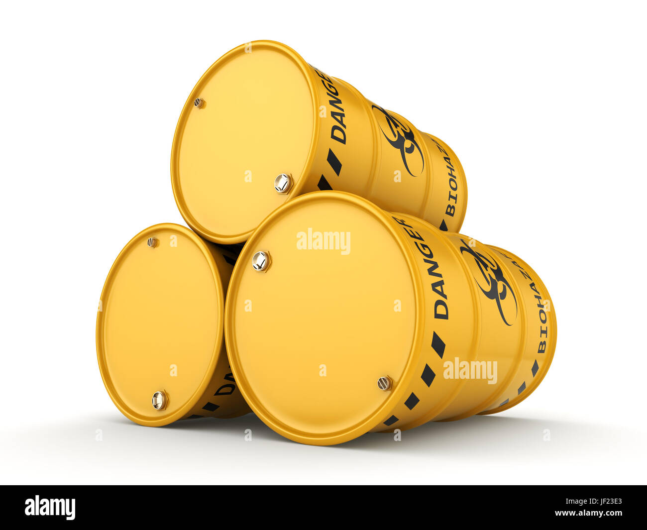 3D rendering biohazard barrels Stock Photo - Alamy